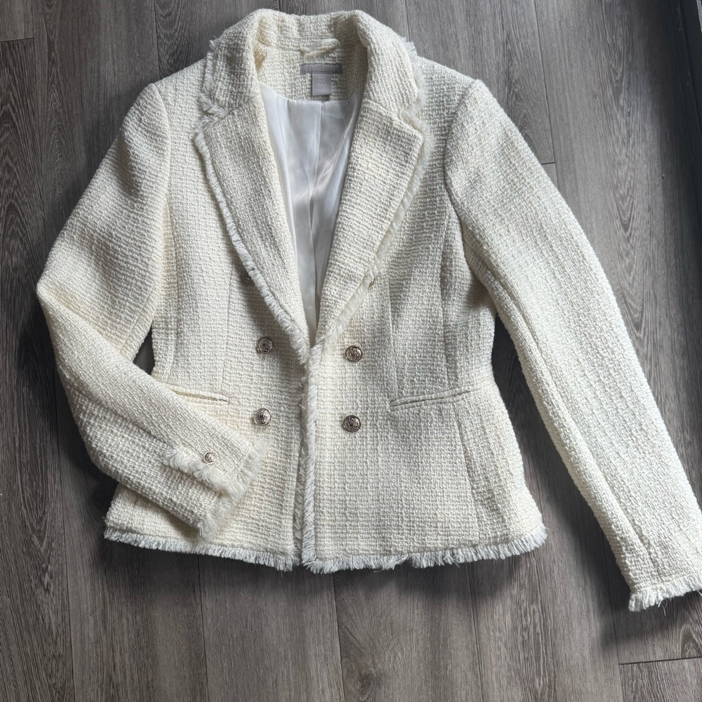 Cream Textured Jacket H&M New Without Tags Size XS - Picture 15 of 16